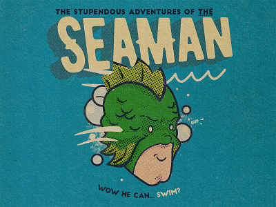 The Seaman cartoon comic art comics hero illustration retro superhero vintage