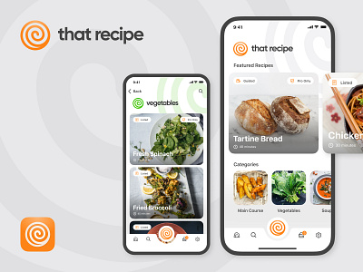 That Recipe — Discover, Cook & Enjoy. UI/UX Design app branding design flat food food app foodie icon logo minimal recipe recipe app ui ux