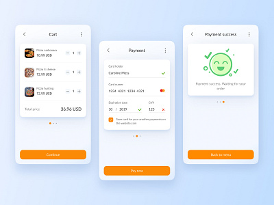 Payment page animation app app design branding buy daily dailyui dailyuichallenge error food interface logo mobile payment pohil product design success ui ux valeriya pohil