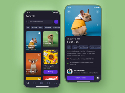 App for find a pet adaptive app application banner dailyui design dog icons interface mobile pet pohil product design profile search sort tags ui ux valeriya pohil