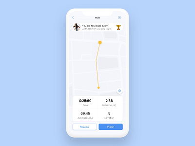 Location Tracker 0 20 app blue clean dailyui design fitness icons ios location tracker mapping measurement purpose of location simple starva tracking beacon ui ux walk