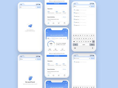 Search Funacnality 022 app autosearch banking blue branding clean dailyui dashboard design finance ios listing no search result found search functionality search with simple ui ux webapp