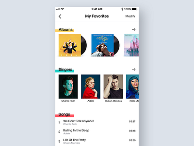 #Daily UI 044-Favorites 044 album app dailyui favorites music songs ui