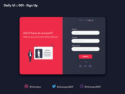 Daily UI 001 - Sign Up - by Chempo chempo dailyui dailyui 001 design flat ui ux vector web website