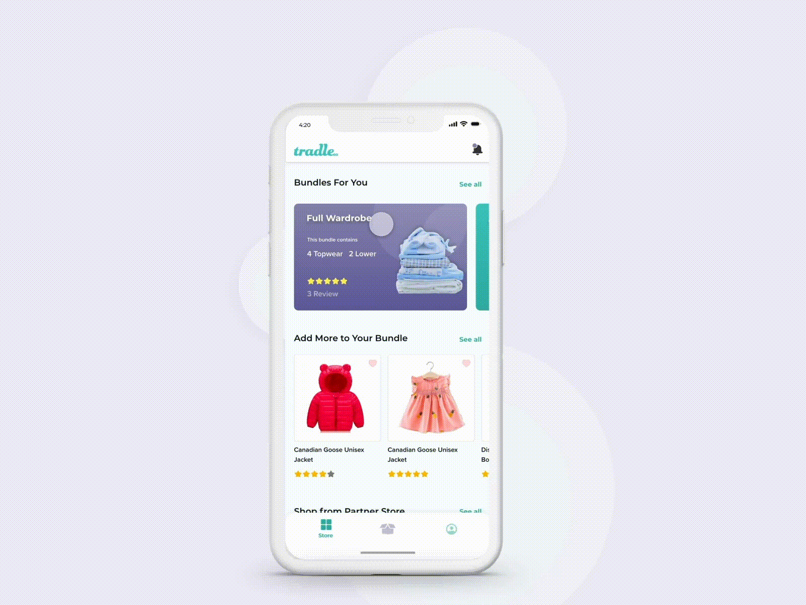 Add to Bundle - Kids Clothing App add to bag design interaction kids clothing mobile ui