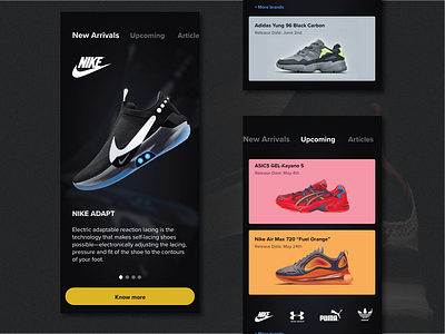 Sneakers Blogging Application application design mobile ui