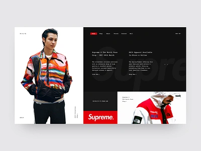 Supreme NYC e commerce fashion fashion website grid design grid layout landing page minimal minimal ui minimal web design minimal website shop store store design streetwear supreme typography ui ui design ux web design