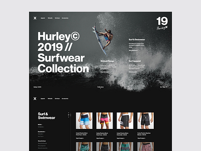 Hurley Surf Co. e commerce fashion grid design hurley landing page minimal minimal web design minimal website shop store store design surf surfing surfing website typography ui ui design ux web design