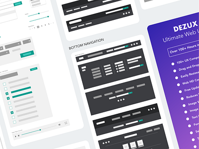 DEZUX Ultimate web UX and Wireframe Kit 100 and components concept design drag drop fast for generation web