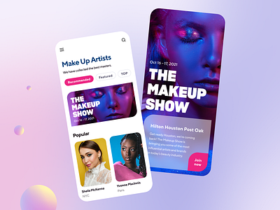 Beauty marketplace App concept app beauty contrast design gradient makeup mobile models neon show ui violet
