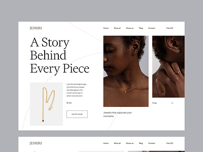 Jewelry Store Concept design elegant home page jewelry luxury market minimal photography shop typography ui