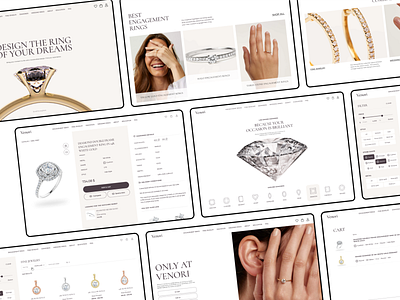 Venori - online jewelry store. E-commerce animation branding catalog diamonds filter jewelry product page ui ux