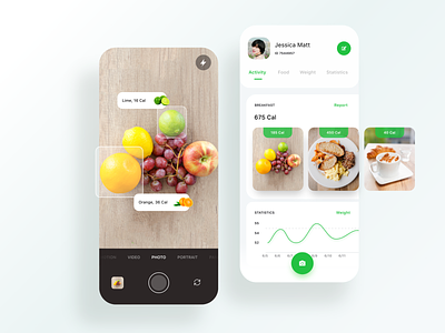 Calorie Counter adobe xd animation app ar calories camera counter design fitness food green ios mobile sport ui ux