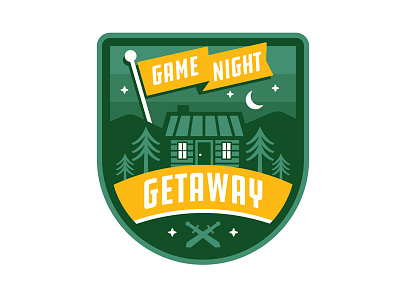 Gamenight Getaway adventure boardgame cabin escape logo outdoor badge outdoor logo tinycabin
