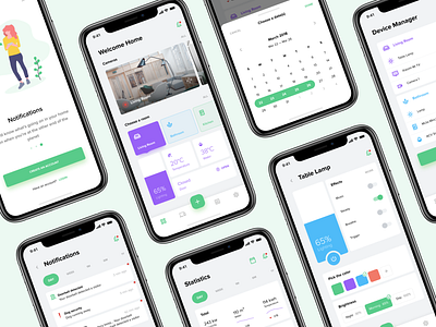 Smart Home App app app design calendar charts clean concept design dashboard icon ios iphone x material icons minimalism mobile app design notification onboarding smart home typography ui ux white