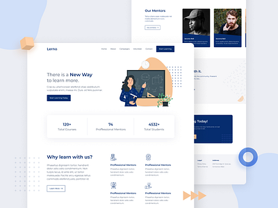 Lerno - eLearning Landing Page Web UI design dribbble education explore figma header landing page landing page design learning learning platform lerno minimal ui ui ux ui design uidesign uiux ux design