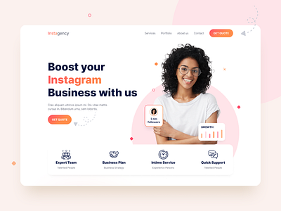 Instagram Marketing Agency Landing Page - Hero Section clean explore figma minimal modern ui ux uidesign