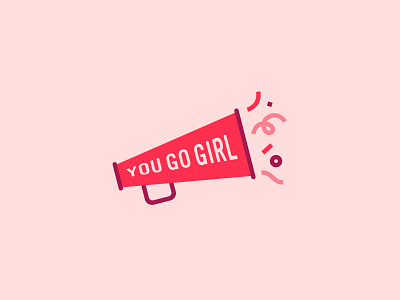 You Go Girl branding celebration confetti design girl icon illustration megaphone pattern you go