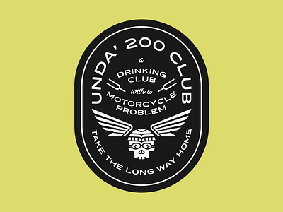 Unda' 200 Club Badge 200cc badge design icon illustration lockup logo motorcycle patch skull tuning tuningforks typography vector