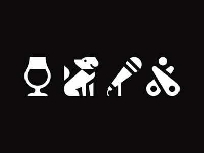 Brewery Icons abstract bandana beer brewery comedy dog dog friendly dogs games glass icon icon system logo microphone pinball pup standup tulip vector vintage