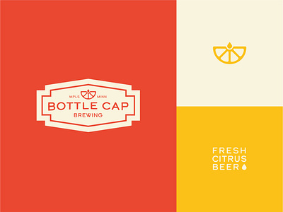 Bottle Cap Brewing beer bottle cap branding brewery brewery logo citrus design drop icon illustration lockup logo vector