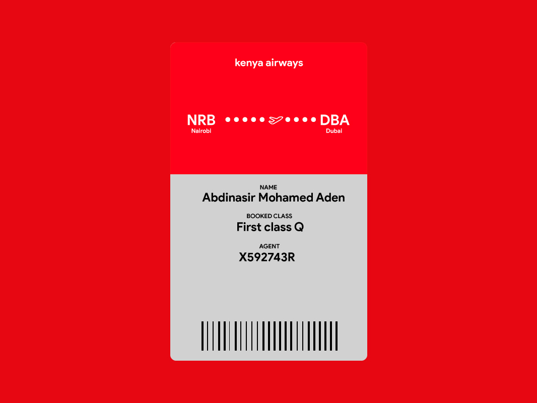 Kenya Airways Boarding Pass Redesigned by Halfwave Studios on Dribbble