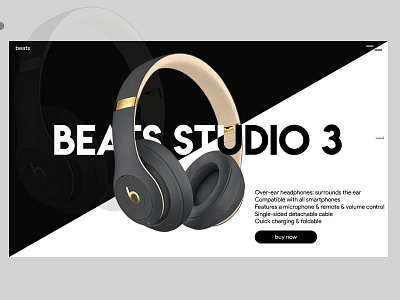 BEATS STUDIO 3 WEBSITE DESIGN CONCEPT adobe animation app app design beats branding design icon illustration illustrator lettering logo minimal page product type typography ux vector website