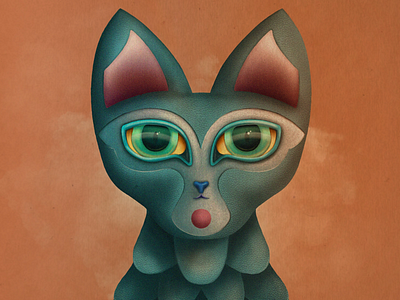 Little Blue Cat digital illistration graphic design procreate