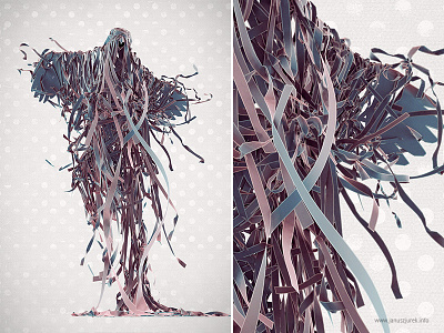 Ornithophobia 3d draw generative illustration januszjurek lines procedural
