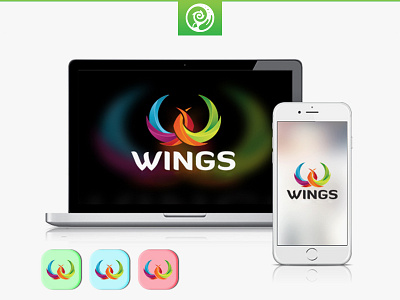 Wings W Letter Logo colorful creation creative design design studio media production spectrum w w letter logo w logo wings