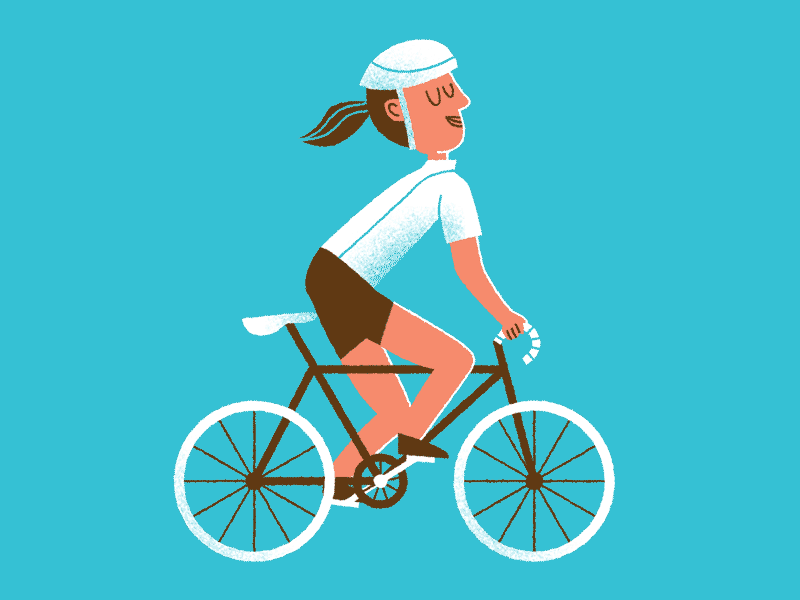 Sam bicycle cycling gif illustration loop mid century retro