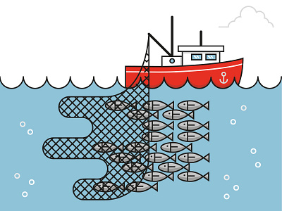 Overfishing boat fishing net overfishing sea trawler