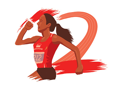 No. 42 illustration national runner running sg50 shanti pereira singapore spot sprinter sprinting
