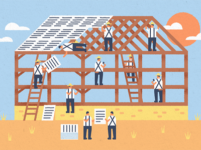 Barn Raising barn building construction editorial farmers illustration raising rejected