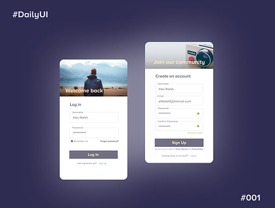 Sign Up - DailyUI::001 001 dailyui design figma login mobile page screens signup ui ux web
