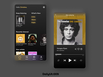 Music Player - DailyUI::009 009 albums app dailyui design figma hi fi music app musicplayer records screens songs ui ux web