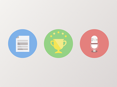 Portfolio Icons award blog document flat icons microphone paper shadows speaking text trophy work