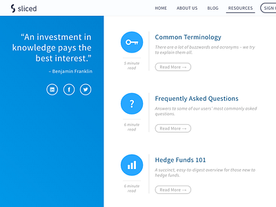 Resources List Sidebar blog blue documents faq finance help icons investing list resources sidebar website