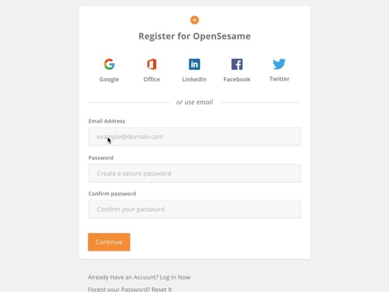 Registration Flow with Password Form Validation