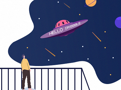 Hello dribbble at looking star the up