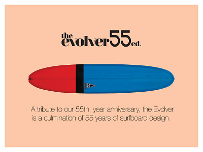 The Evolver 55 yr. edition for Harbour Surfboards branding design design graphic design icon design identity design marketing collateral typogaphy