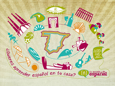Aprender español design graphics illustration information spain vector