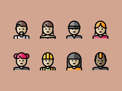 People & Avatar Icons Set - Pixelar 64px avatar colored duo tone flat icons icons set people pixel pixel perfect