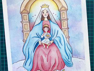 Virgencoromoto Studiovane art baby jesus coromoto drawing illustration mary mother of jesus painting venezuela virgen watercolor