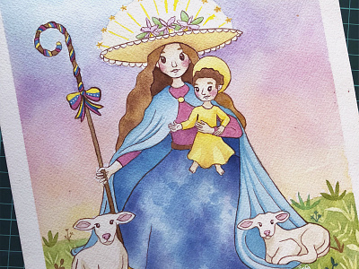 Virgen Divina Pastora Studiovane baby jesus catholic divina pastora mary mother of god painting venezuela virgen watercolor