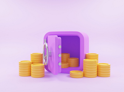 Safe box 3d bank blender business currency money safe box