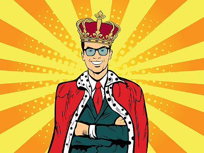 Businessman as a king in pop art style