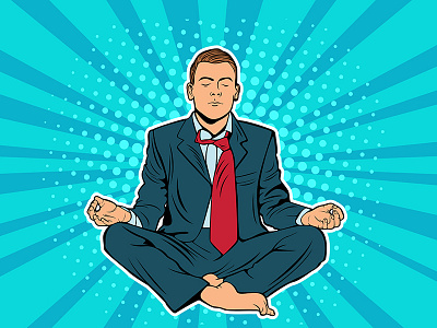 Meditation bussinessman businessman meditation pop art