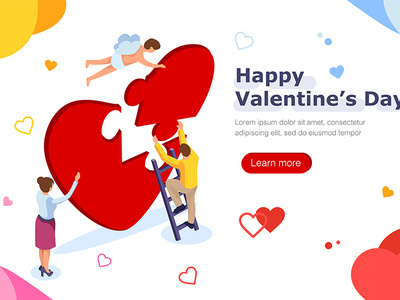 Valentine landing page 2d app branding creative design heart illustration landing landing design landing page landing page concept love site typography ui ux vector velentine web