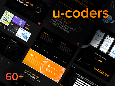 U-CODERS black design digital agency orange prototype ui ux website